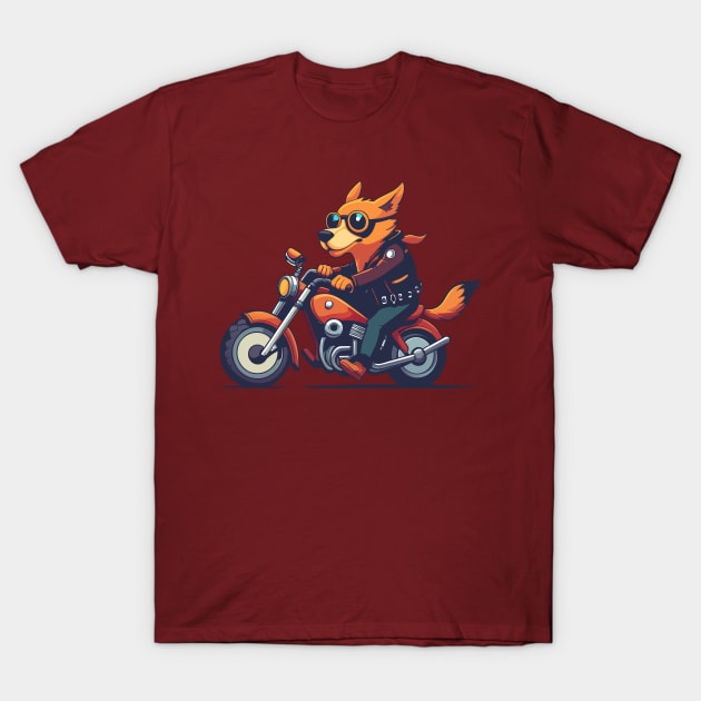 cute dog riding a motorbike T-Shirt by Shapwac12